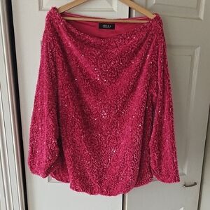 AKIRA Fuchsia Sequin Blouse